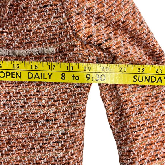 Ryu NWT Tweed Crochet Jacket Orange Cream Soze Medium Boho Classy Professional - Picture 4 of 10